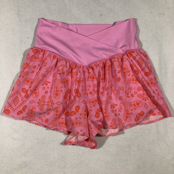aerie Pants - Offline Aerie Womens Large Active Shorts Pink Paisley Print Liner Short Pockets